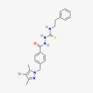 molecular formula C22H24BrN5OS B10941456 2-({4-[(4-bromo-3,5-dimethyl-1H-pyrazol-1-yl)methyl]phenyl}carbonyl)-N-(2-phenylethyl)hydrazinecarbothioamide 