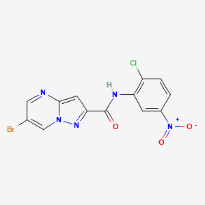 molecular formula C13H7BrClN5O3 B10941498 6-bromo-N-(2-chloro-5-nitrophenyl)pyrazolo[1,5-a]pyrimidine-2-carboxamide 