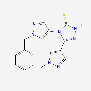 molecular formula C16H15N7S B10941502 4-(1-benzyl-1H-pyrazol-4-yl)-5-(1-methyl-1H-pyrazol-4-yl)-4H-1,2,4-triazole-3-thiol 