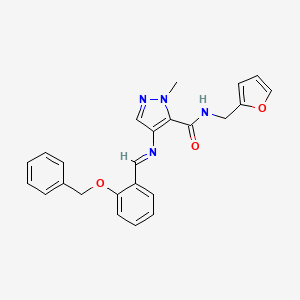 molecular formula C24H22N4O3 B10941523 4-({(E)-[2-(benzyloxy)phenyl]methylidene}amino)-N-(furan-2-ylmethyl)-1-methyl-1H-pyrazole-5-carboxamide 