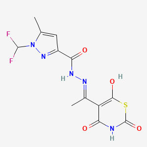 1-(difluoromethyl)-5-methyl-N'-[(1E)-1-(2,4,6-trioxo-1,3-thiazinan-5-ylidene)ethyl]-1H-pyrazole-3-carbohydrazide