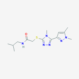 molecular formula C14H22N6OS B10941529 2-{[5-(1,5-dimethyl-1H-pyrazol-3-yl)-4-methyl-4H-1,2,4-triazol-3-yl]sulfanyl}-N-(2-methylpropyl)acetamide 