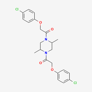 molecular formula C22H24Cl2N2O4 B10941543 1,1'-(2,5-Dimethylpiperazine-1,4-diyl)bis[2-(4-chlorophenoxy)ethanone] 