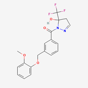 molecular formula C19H17F3N2O4 B10941558 [5-hydroxy-5-(trifluoromethyl)-4,5-dihydro-1H-pyrazol-1-yl]{3-[(2-methoxyphenoxy)methyl]phenyl}methanone 