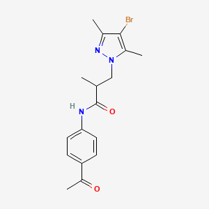 molecular formula C17H20BrN3O2 B10941582 N-(4-acetylphenyl)-3-(4-bromo-3,5-dimethyl-1H-pyrazol-1-yl)-2-methylpropanamide 