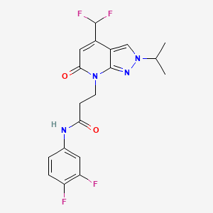 molecular formula C19H18F4N4O2 B10941599 3-[4-(difluoromethyl)-6-oxo-2-(propan-2-yl)-2,6-dihydro-7H-pyrazolo[3,4-b]pyridin-7-yl]-N-(3,4-difluorophenyl)propanamide 