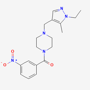 molecular formula C18H23N5O3 B10941641 {4-[(1-ethyl-5-methyl-1H-pyrazol-4-yl)methyl]piperazin-1-yl}(3-nitrophenyl)methanone 