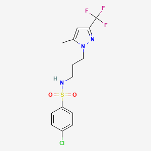 4-chloro-N-{3-[5-methyl-3-(trifluoromethyl)-1H-pyrazol-1-yl]propyl}benzenesulfonamide