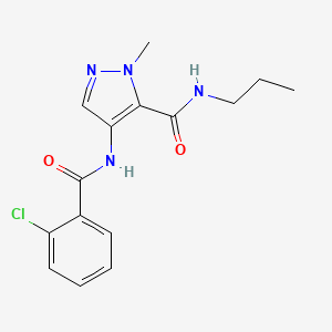 molecular formula C15H17ClN4O2 B10941680 4-{[(2-chlorophenyl)carbonyl]amino}-1-methyl-N-propyl-1H-pyrazole-5-carboxamide 