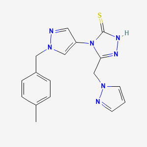 molecular formula C17H17N7S B10941684 4-[1-(4-methylbenzyl)-1H-pyrazol-4-yl]-5-(1H-pyrazol-1-ylmethyl)-4H-1,2,4-triazole-3-thiol 