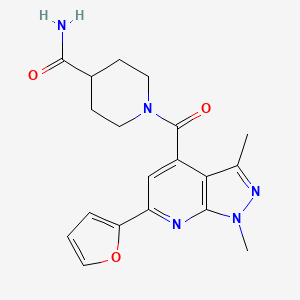 1-{[6-(furan-2-yl)-1,3-dimethyl-1H-pyrazolo[3,4-b]pyridin-4-yl]carbonyl}piperidine-4-carboxamide