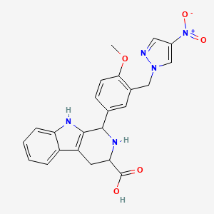 molecular formula C23H21N5O5 B10941701 1-{4-methoxy-3-[(4-nitro-1H-pyrazol-1-yl)methyl]phenyl}-2,3,4,9-tetrahydro-1H-beta-carboline-3-carboxylic acid 