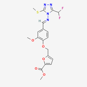 methyl 5-({4-[(E)-{[3-(difluoromethyl)-5-(methylsulfanyl)-4H-1,2,4-triazol-4-yl]imino}methyl]-2-methoxyphenoxy}methyl)furan-2-carboxylate