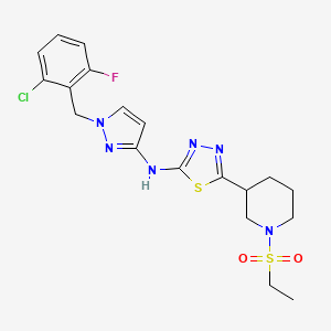 molecular formula C19H22ClFN6O2S2 B10941720 N-[1-(2-chloro-6-fluorobenzyl)-1H-pyrazol-3-yl]-5-[1-(ethylsulfonyl)piperidin-3-yl]-1,3,4-thiadiazol-2-amine 