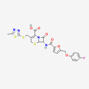 7-[({5-[(4-Fluorophenoxy)methyl]furan-2-yl}carbonyl)amino]-3-{[(5-methyl-1,3,4-thiadiazol-2-yl)sulfanyl]methyl}-8-oxo-5-thia-1-azabicyclo[4.2.0]oct-2-ene-2-carboxylic acid