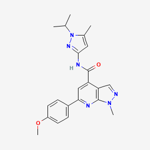 molecular formula C22H24N6O2 B10941765 6-(4-methoxyphenyl)-1-methyl-N-[5-methyl-1-(propan-2-yl)-1H-pyrazol-3-yl]-1H-pyrazolo[3,4-b]pyridine-4-carboxamide 