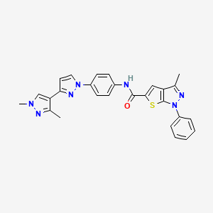 N-[4-(1',3'-dimethyl-1H,1'H-3,4'-bipyrazol-1-yl)phenyl]-3-methyl-1-phenyl-1H-thieno[2,3-c]pyrazole-5-carboxamide