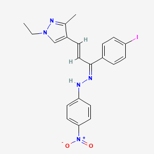 1-ethyl-4-{(1E,3E)-3-(4-iodophenyl)-3-[2-(4-nitrophenyl)hydrazinylidene]prop-1-en-1-yl}-3-methyl-1H-pyrazole