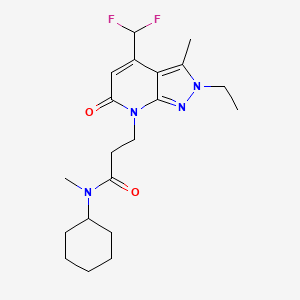 molecular formula C20H28F2N4O2 B10941821 N-cyclohexyl-3-[4-(difluoromethyl)-2-ethyl-3-methyl-6-oxo-2,6-dihydro-7H-pyrazolo[3,4-b]pyridin-7-yl]-N-methylpropanamide 