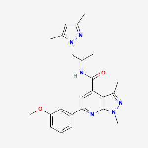 molecular formula C24H28N6O2 B10941826 N-[1-(3,5-dimethyl-1H-pyrazol-1-yl)propan-2-yl]-6-(3-methoxyphenyl)-1,3-dimethyl-1H-pyrazolo[3,4-b]pyridine-4-carboxamide 