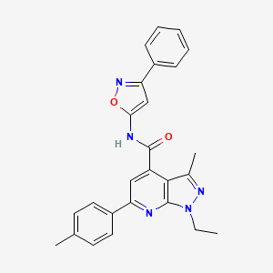 molecular formula C26H23N5O2 B10941856 1-ethyl-3-methyl-6-(4-methylphenyl)-N-(3-phenyl-1,2-oxazol-5-yl)-1H-pyrazolo[3,4-b]pyridine-4-carboxamide 