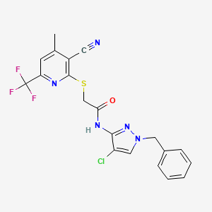 N-(1-benzyl-4-chloro-1H-pyrazol-3-yl)-2-{[3-cyano-4-methyl-6-(trifluoromethyl)pyridin-2-yl]sulfanyl}acetamide