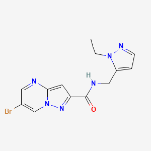 molecular formula C13H13BrN6O B10941871 6-bromo-N-[(1-ethyl-1H-pyrazol-5-yl)methyl]pyrazolo[1,5-a]pyrimidine-2-carboxamide 