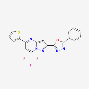 2-(5-Phenyl-1,3,4-oxadiazol-2-yl)-5-(thiophen-2-yl)-7-(trifluoromethyl)pyrazolo[1,5-a]pyrimidine