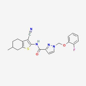 molecular formula C21H19FN4O2S B10941922 N-(3-cyano-6-methyl-4,5,6,7-tetrahydro-1-benzothiophen-2-yl)-1-[(2-fluorophenoxy)methyl]-1H-pyrazole-3-carboxamide 