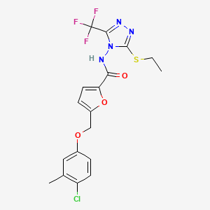 molecular formula C18H16ClF3N4O3S B10941938 5-[(4-chloro-3-methylphenoxy)methyl]-N-[3-(ethylsulfanyl)-5-(trifluoromethyl)-4H-1,2,4-triazol-4-yl]furan-2-carboxamide 