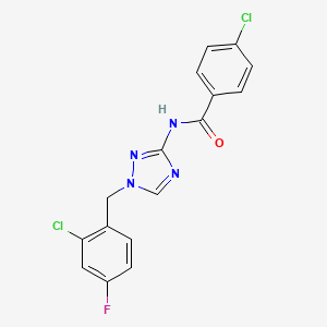 molecular formula C16H11Cl2FN4O B10941943 4-chloro-N-[1-(2-chloro-4-fluorobenzyl)-1H-1,2,4-triazol-3-yl]benzamide 