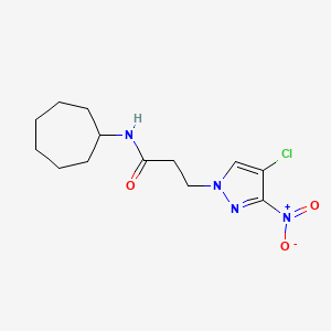 molecular formula C13H19ClN4O3 B10941952 3-(4-chloro-3-nitro-1H-pyrazol-1-yl)-N-cycloheptylpropanamide 