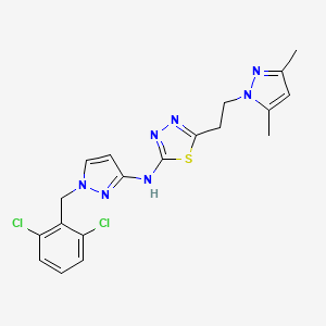 molecular formula C19H19Cl2N7S B10941958 N-[1-(2,6-dichlorobenzyl)-1H-pyrazol-3-yl]-5-[2-(3,5-dimethyl-1H-pyrazol-1-yl)ethyl]-1,3,4-thiadiazol-2-amine 