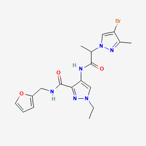 molecular formula C18H21BrN6O3 B10941960 4-{[2-(4-bromo-3-methyl-1H-pyrazol-1-yl)propanoyl]amino}-1-ethyl-N-(furan-2-ylmethyl)-1H-pyrazole-3-carboxamide 