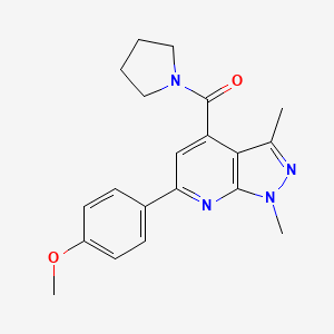 molecular formula C20H22N4O2 B10941969 [6-(4-methoxyphenyl)-1,3-dimethyl-1H-pyrazolo[3,4-b]pyridin-4-yl](pyrrolidin-1-yl)methanone 