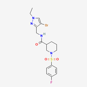 N-[(4-bromo-1-ethyl-1H-pyrazol-3-yl)methyl]-1-[(4-fluorophenyl)sulfonyl]piperidine-3-carboxamide