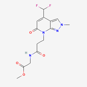 molecular formula C14H16F2N4O4 B10942043 Methyl 2-({3-[4-(difluoromethyl)-2-methyl-6-oxo-2,6-dihydro-7H-pyrazolo[3,4-B]pyridin-7-YL]propanoyl}amino)acetate 