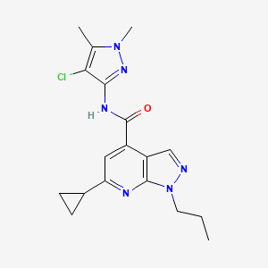 molecular formula C18H21ClN6O B10942062 N-(4-chloro-1,5-dimethyl-1H-pyrazol-3-yl)-6-cyclopropyl-1-propyl-1H-pyrazolo[3,4-b]pyridine-4-carboxamide 