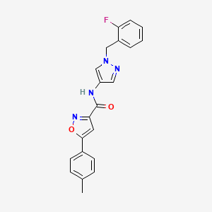 molecular formula C21H17FN4O2 B10942063 N-[1-(2-fluorobenzyl)-1H-pyrazol-4-yl]-5-(4-methylphenyl)-1,2-oxazole-3-carboxamide 