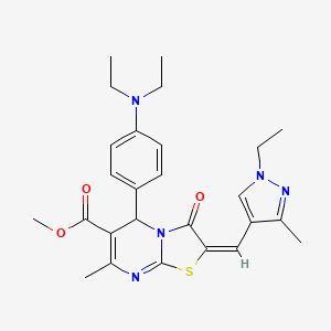 molecular formula C26H31N5O3S B10942083 methyl (2E)-5-[4-(diethylamino)phenyl]-2-[(1-ethyl-3-methyl-1H-pyrazol-4-yl)methylidene]-7-methyl-3-oxo-2,3-dihydro-5H-[1,3]thiazolo[3,2-a]pyrimidine-6-carboxylate 