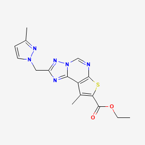 molecular formula C16H16N6O2S B10942099 ethyl 9-methyl-2-[(3-methyl-1H-pyrazol-1-yl)methyl]thieno[3,2-e][1,2,4]triazolo[1,5-c]pyrimidine-8-carboxylate CAS No. 1005586-23-1