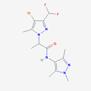 molecular formula C14H18BrF2N5O B10942105 2-[4-bromo-3-(difluoromethyl)-5-methyl-1H-pyrazol-1-yl]-N-(1,3,5-trimethyl-1H-pyrazol-4-yl)propanamide 