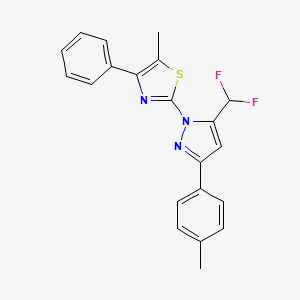 molecular formula C21H17F2N3S B10942116 2-[5-(difluoromethyl)-3-(4-methylphenyl)-1H-pyrazol-1-yl]-5-methyl-4-phenyl-1,3-thiazole 