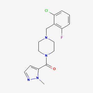 molecular formula C16H18ClFN4O B10942134 [4-(2-chloro-6-fluorobenzyl)piperazin-1-yl](1-methyl-1H-pyrazol-5-yl)methanone 