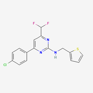 4-(4-chlorophenyl)-6-(difluoromethyl)-N-(thiophen-2-ylmethyl)pyrimidin-2-amine