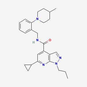 6-cyclopropyl-N-[2-(4-methylpiperidin-1-yl)benzyl]-1-propyl-1H-pyrazolo[3,4-b]pyridine-4-carboxamide