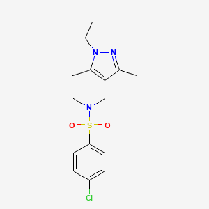 molecular formula C15H20ClN3O2S B10942260 4-chloro-N-[(1-ethyl-3,5-dimethyl-1H-pyrazol-4-yl)methyl]-N-methylbenzenesulfonamide 