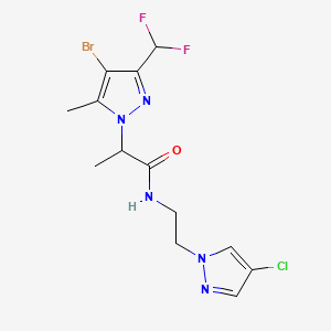 molecular formula C13H15BrClF2N5O B10942265 2-[4-bromo-3-(difluoromethyl)-5-methyl-1H-pyrazol-1-yl]-N-[2-(4-chloro-1H-pyrazol-1-yl)ethyl]propanamide 