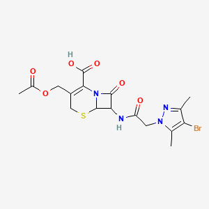 molecular formula C17H19BrN4O6S B10942292 3-[(acetyloxy)methyl]-7-{[(4-bromo-3,5-dimethyl-1H-pyrazol-1-yl)acetyl]amino}-8-oxo-5-thia-1-azabicyclo[4.2.0]oct-2-ene-2-carboxylic acid 