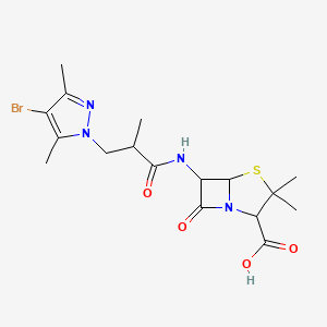 6-{[3-(4-bromo-3,5-dimethyl-1H-pyrazol-1-yl)-2-methylpropanoyl]amino}-3,3-dimethyl-7-oxo-4-thia-1-azabicyclo[3.2.0]heptane-2-carboxylic acid